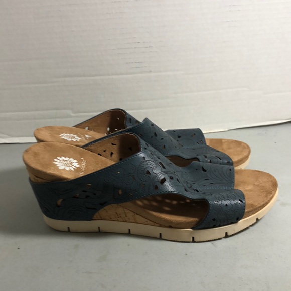 Yellow Box Shoes - Yellow Box Blue Open Toe Wedge Modi Sandals 8M